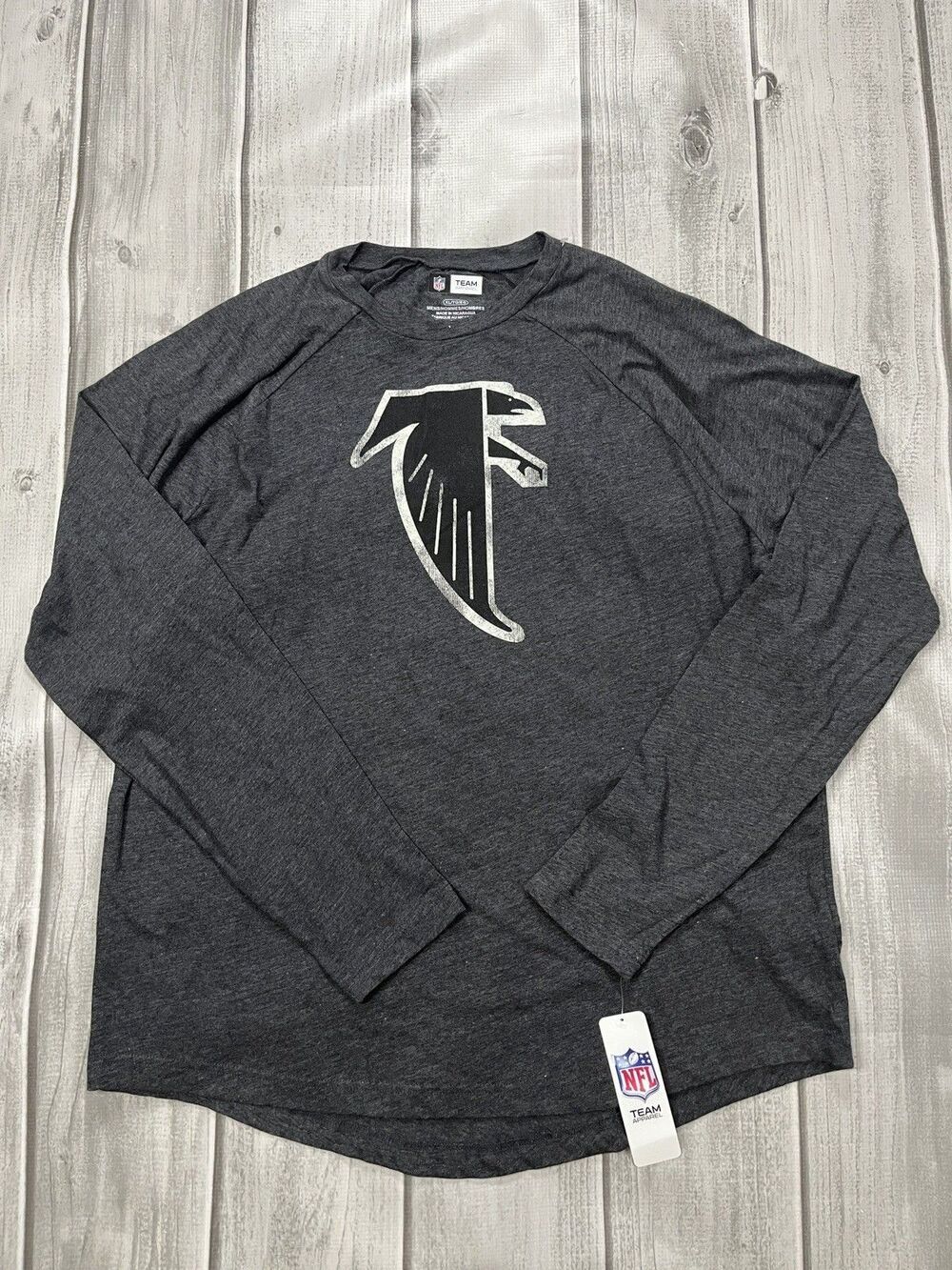 NEW NFL Apparel Throwback Logo Atlanta Falcons - Black Long Sleeve Shirt - Sz XL